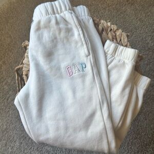 GAP Cream Sweatpants with Embroidered Logo